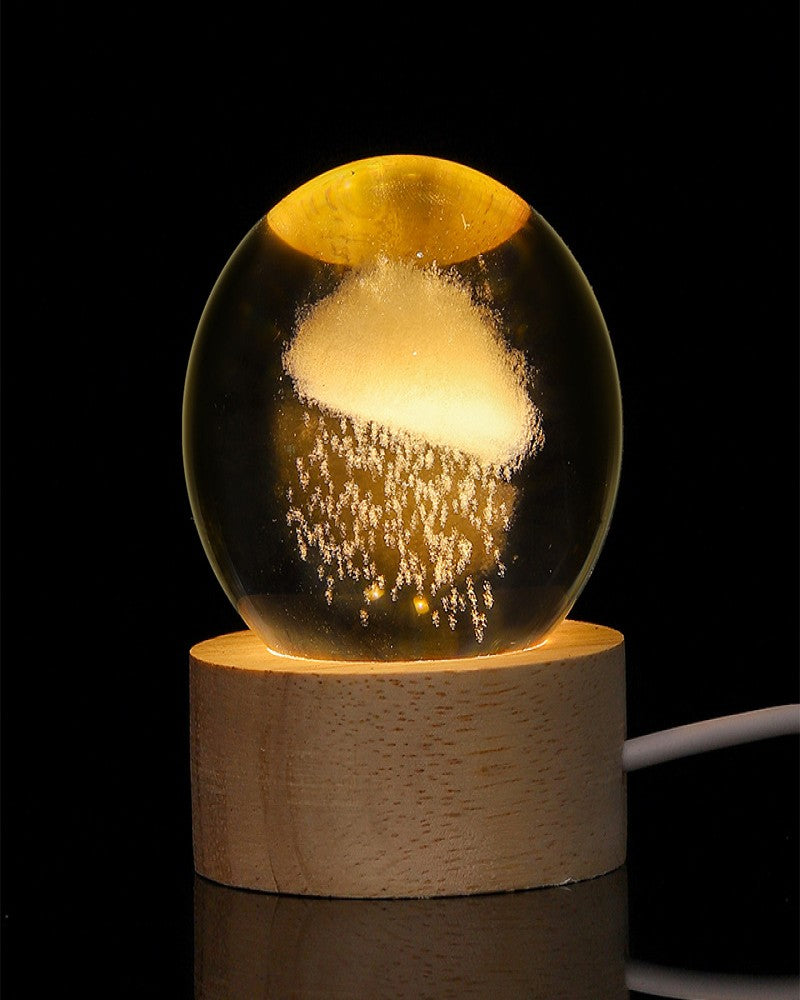 Creative new interior-engraved crystal ball luminous night light with multiple patterns, warm lighting, desktop ornaments, USB charging