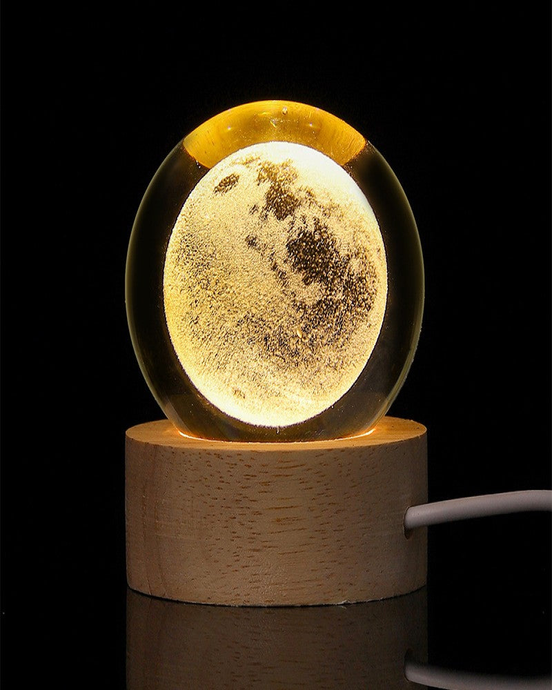 Creative new interior-engraved crystal ball luminous night light with multiple patterns, warm lighting, desktop ornaments, USB charging
